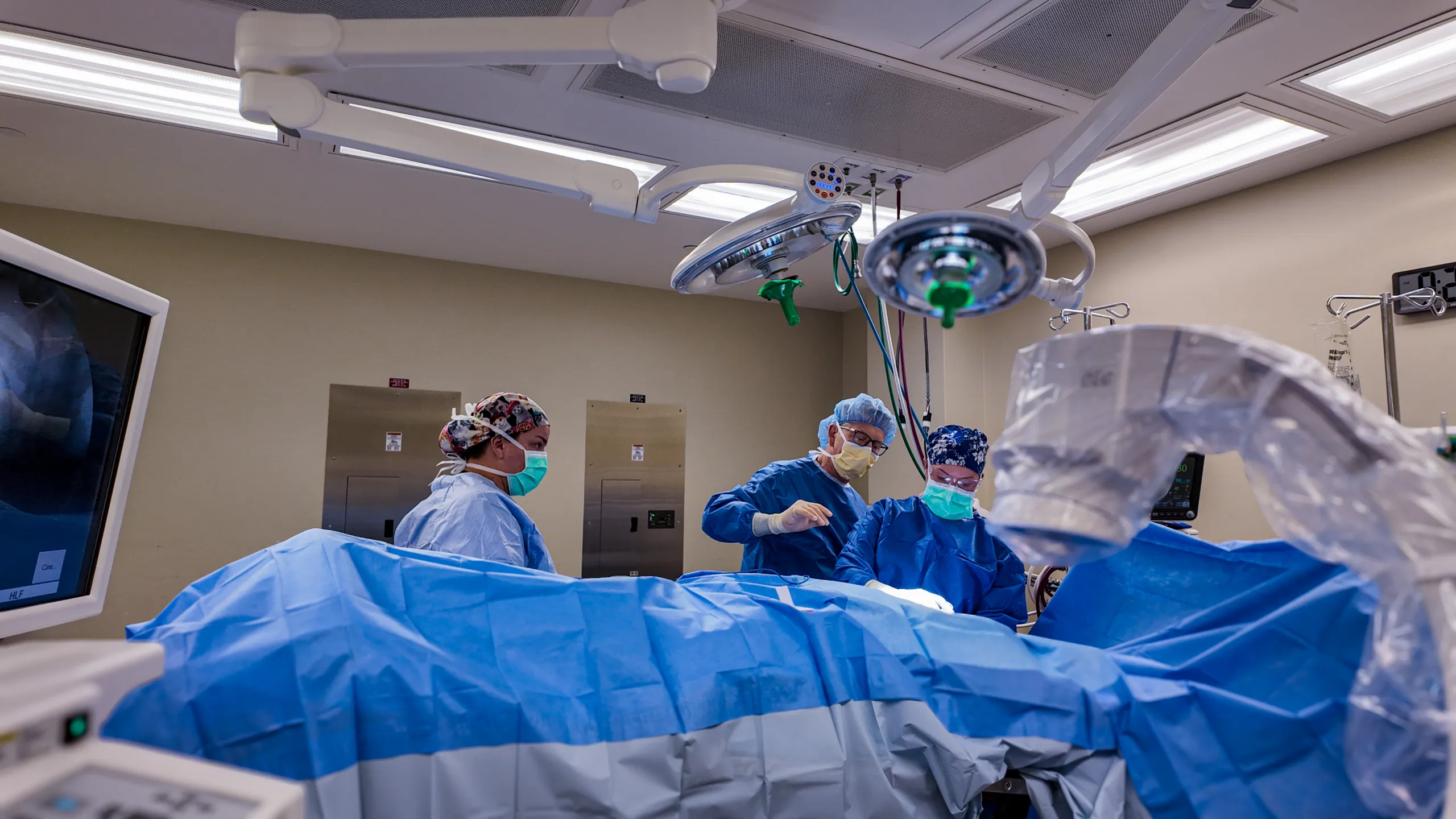 Operating room lights and monitors