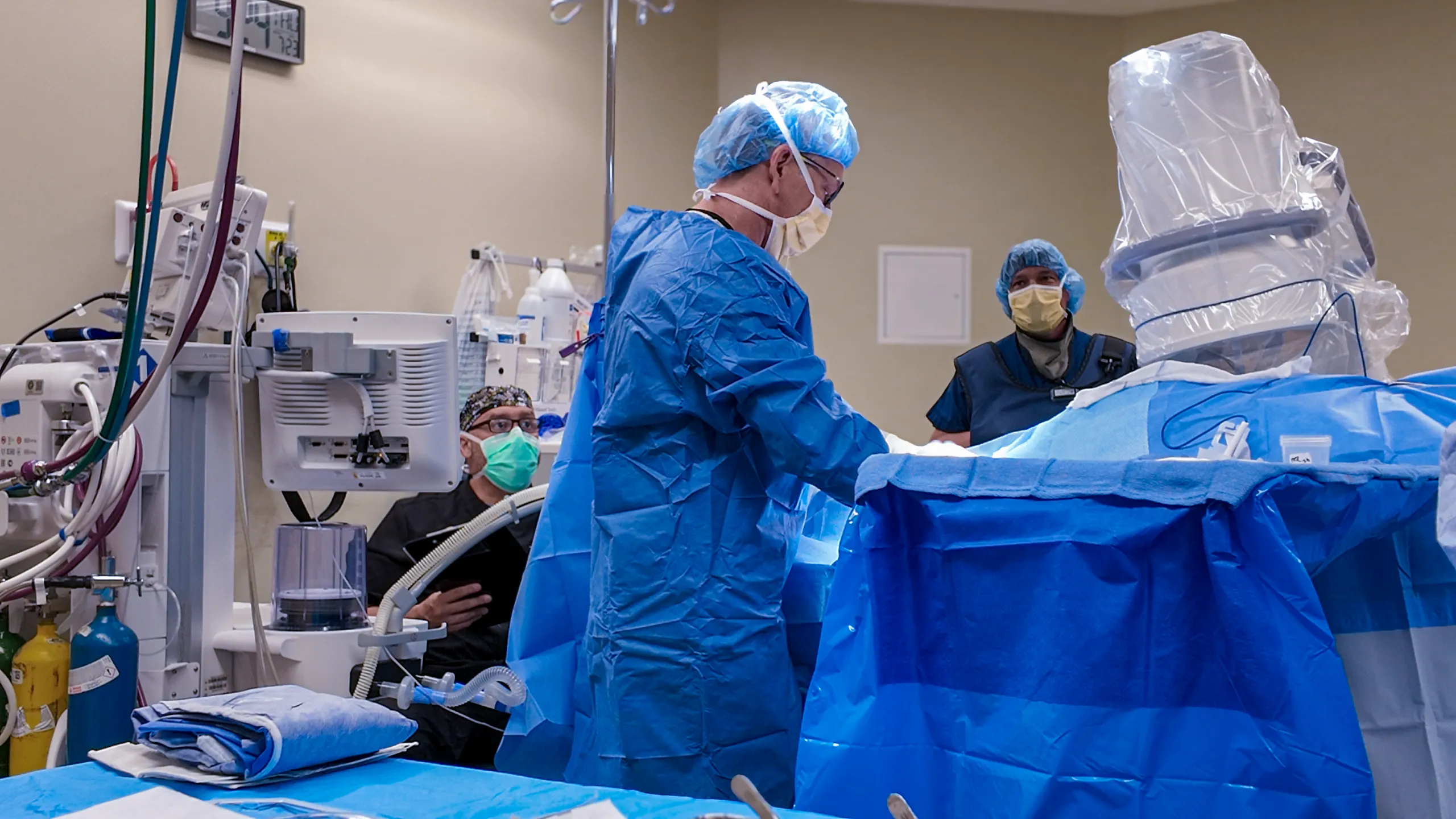 Surgeon performing an open operation